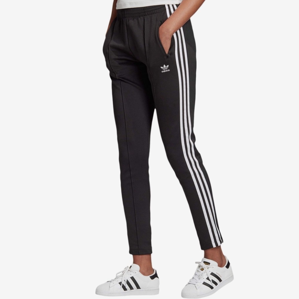 Adidas black Superstar Track Pants with side zippers